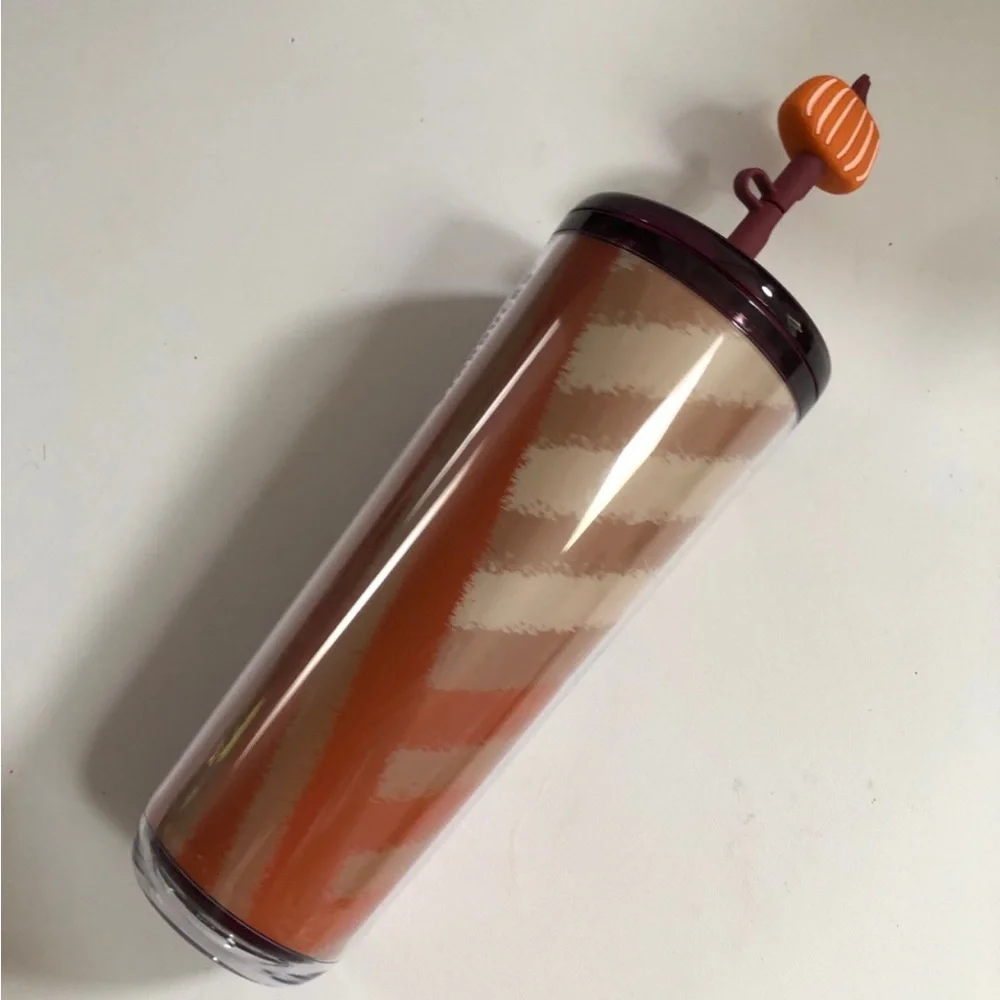 Starbucks fall tumbler cup with pumpkin straw topper brand new